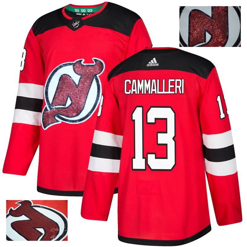 Men New Jersey Devils #13 Cammalleri Red Gold embroidery Adidas NHL Jerseys
